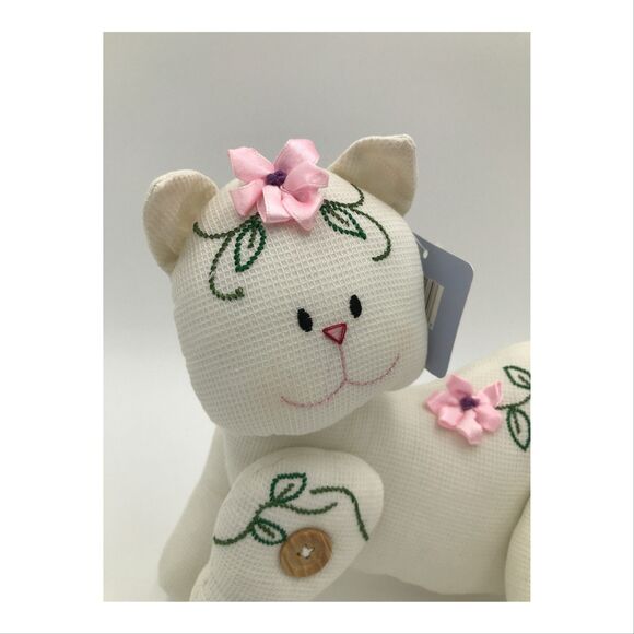 TL Toys Cat Kitten Embroidered Flowers Jointed Stuffed Plush Shelf Sitter 03 Tag - Picture 3 of 11